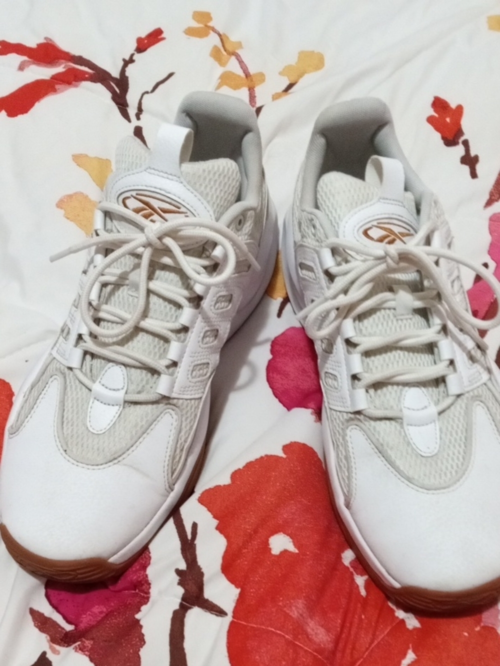 Reebok Women's White and Tan Low-Top Sneakers